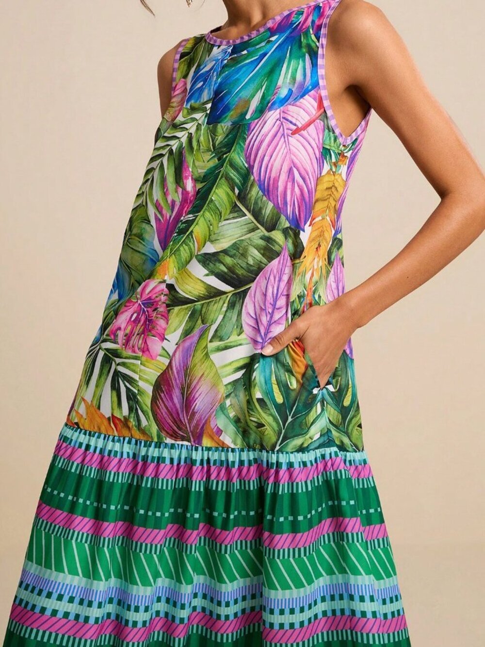 Green Boho Women's Tropical Watercolor Plant Palm Leaf Print - Picture 3 of 6